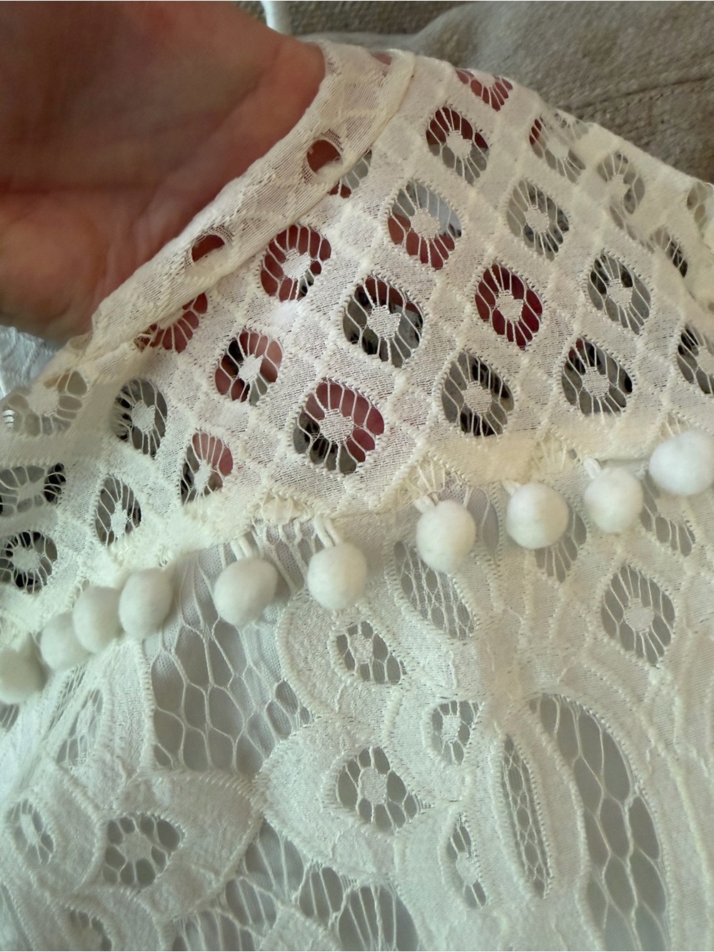 SHEIN White Crochet Lace Pom-Pom Trim Mini Dress - Picture 6 of 10
